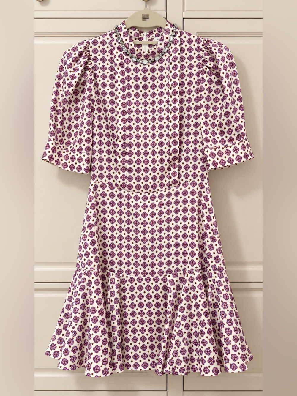 Sandro Silk Mini Dress with Crystal Embellishments – Size 34